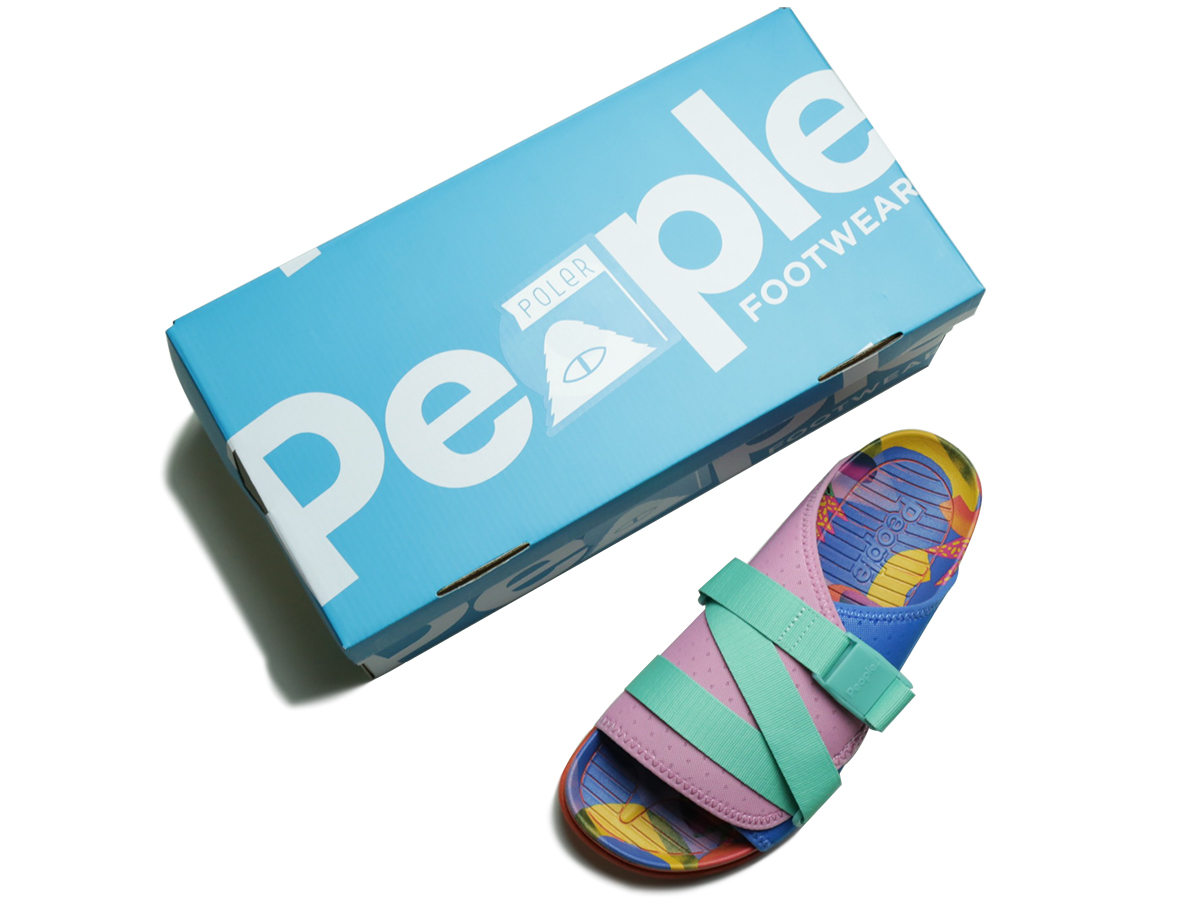POLeR × PEOPLE FOOTWEAR Collaborative Sandals THE LENNON CHILLER color : JUNK FOOD(BLUE/PINK/MINT) 